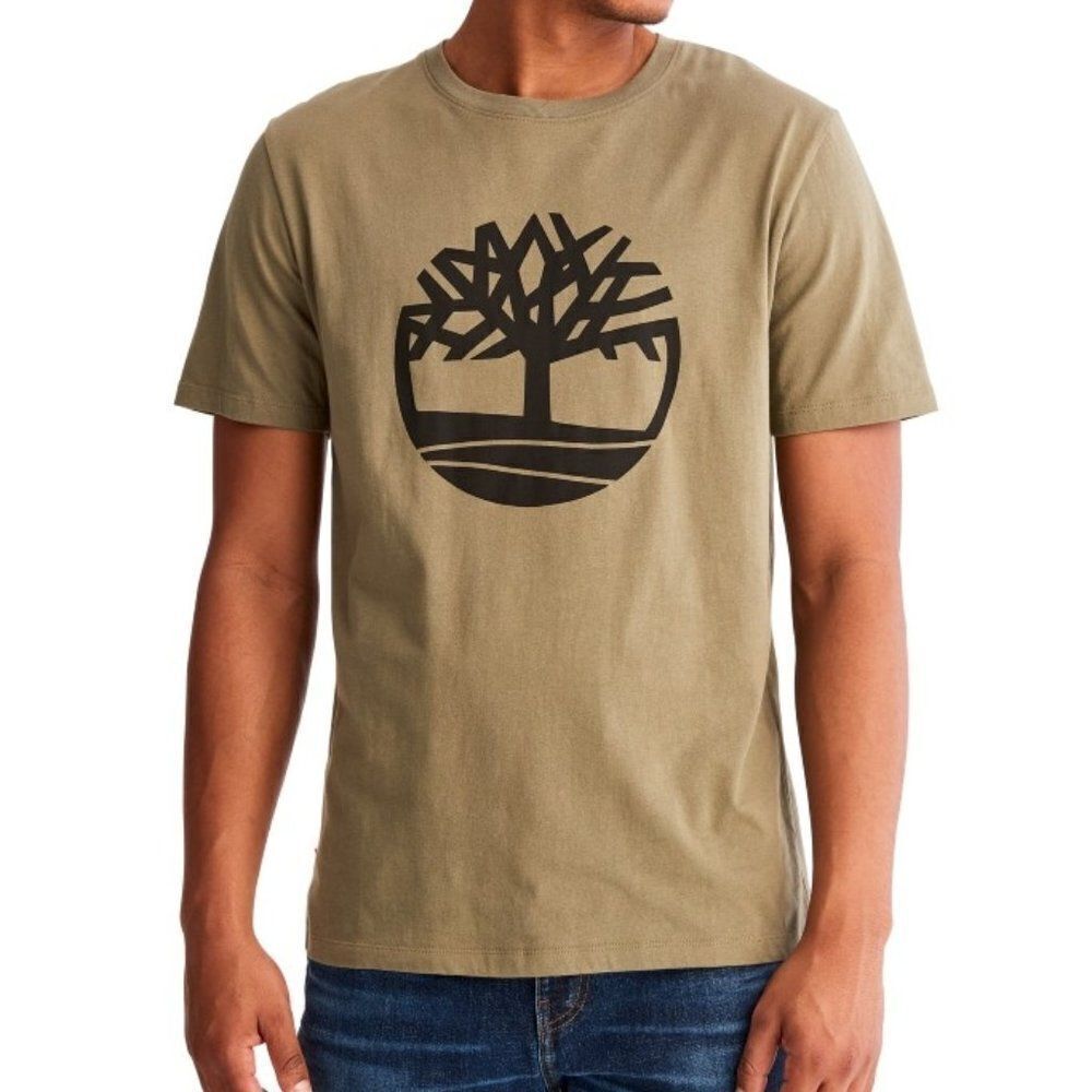 Timberland Boys Sand Brown Tree Logo Short Sleeves T-Shirt Size Medium